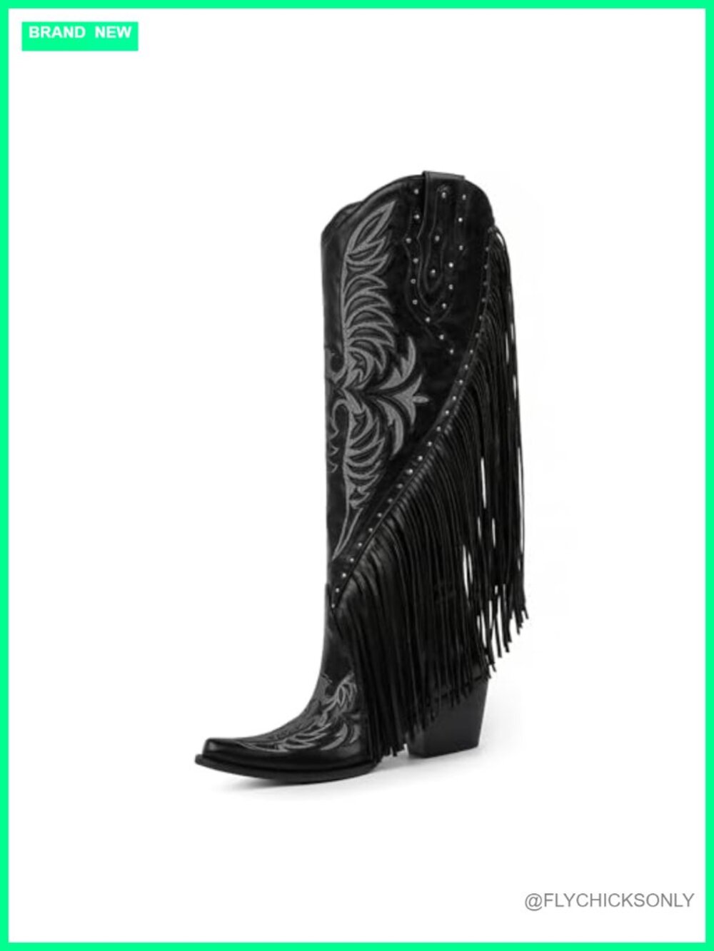 Faux Leather Fringe Cowboy Boots Women Knee High Western Fringe Boots